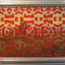 manifest destiny, 2011, enamel on canvas with painted frame, 31 x 44