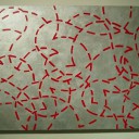 untitled sliver and red, 2006, acrylic on canvas, 40 x 60